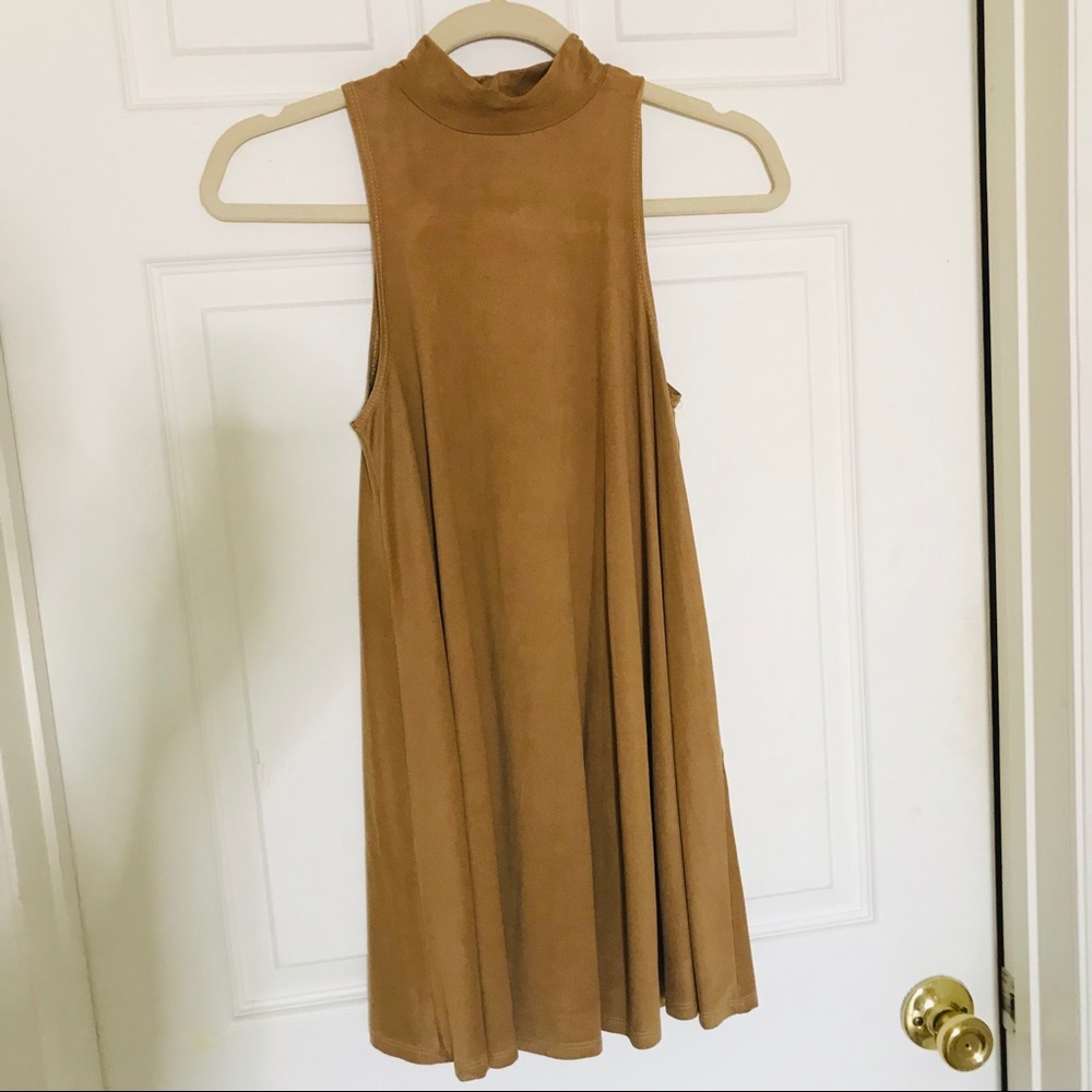 Suede High-neck Mini Dress